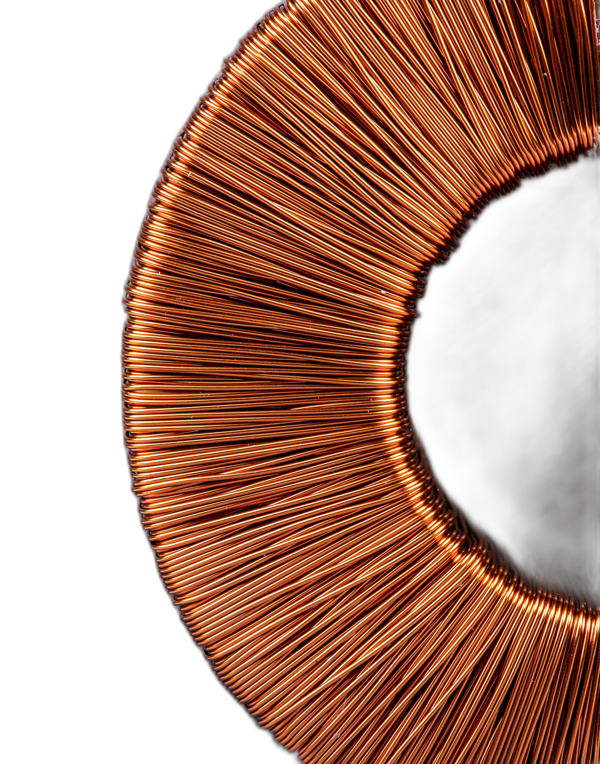 Copper toroidal inductor winding detail